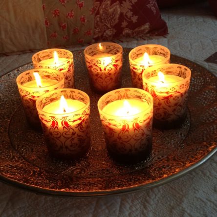 Set of 6 Pattern Candle Glass | Ruby