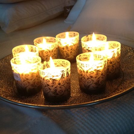 Set of 6 Pattern Candle Glass | Black